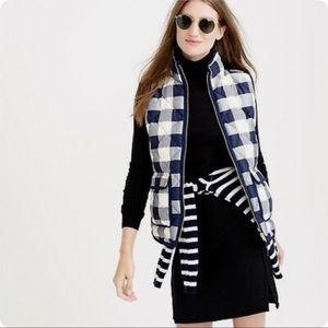 J.Crew Quilted Vest in Navy Buffalo Plaid